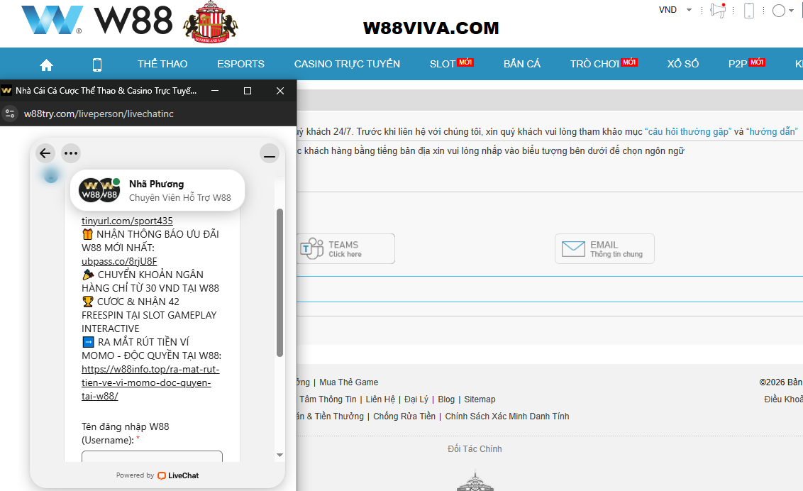 Dịch vụ chăm sóc khách hàng tại W88