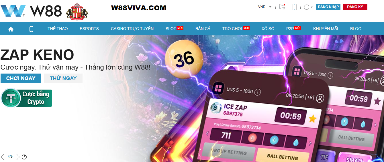 Trải nghiệm xổ số W88